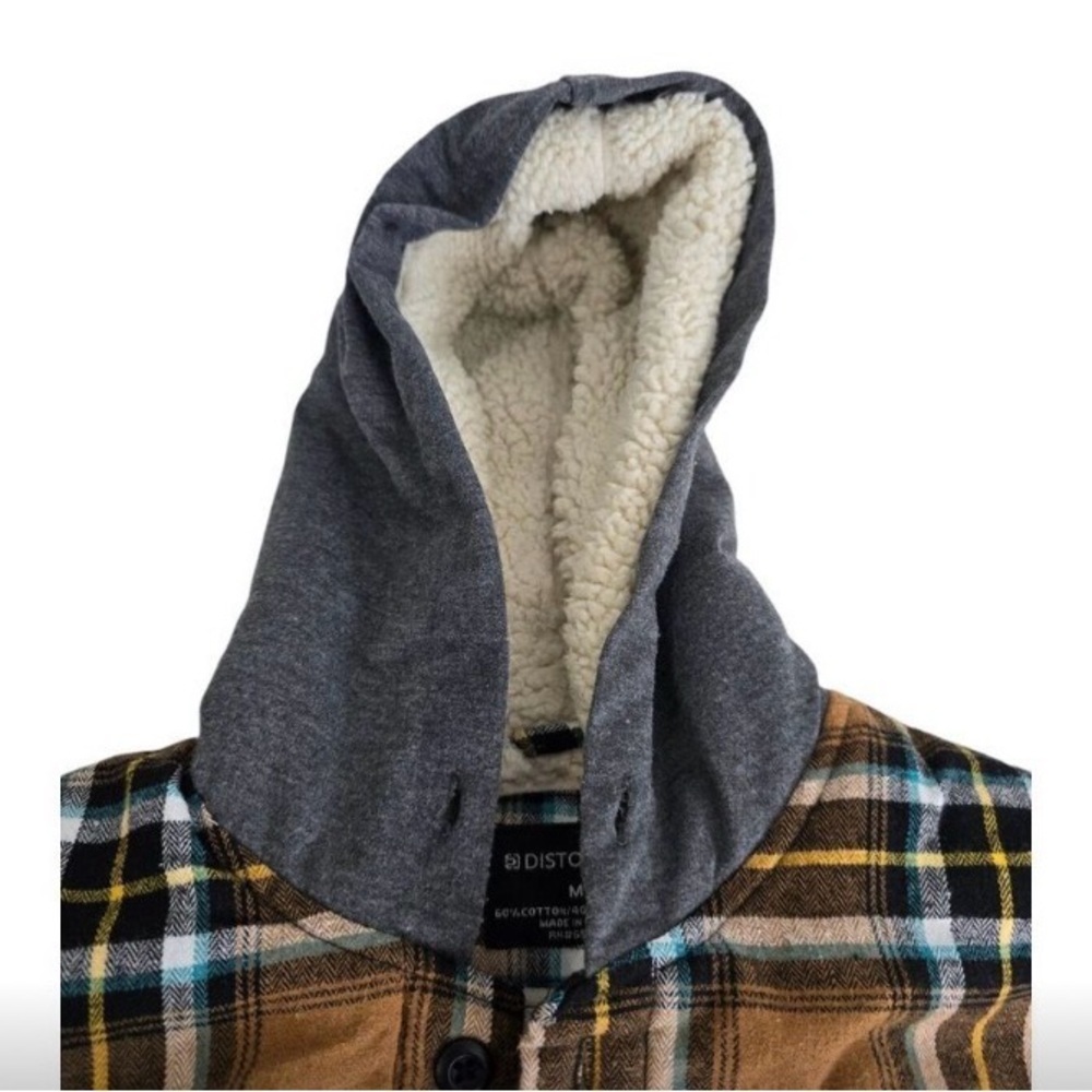 Brown Plaid Flannel Jacket with Hood - Picture 5 of 13